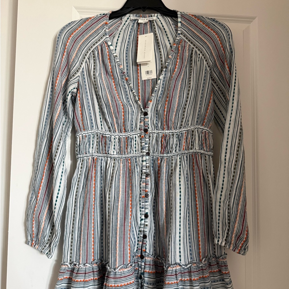 Veronica Beard Striped Button-Down Suzie Dress Small
